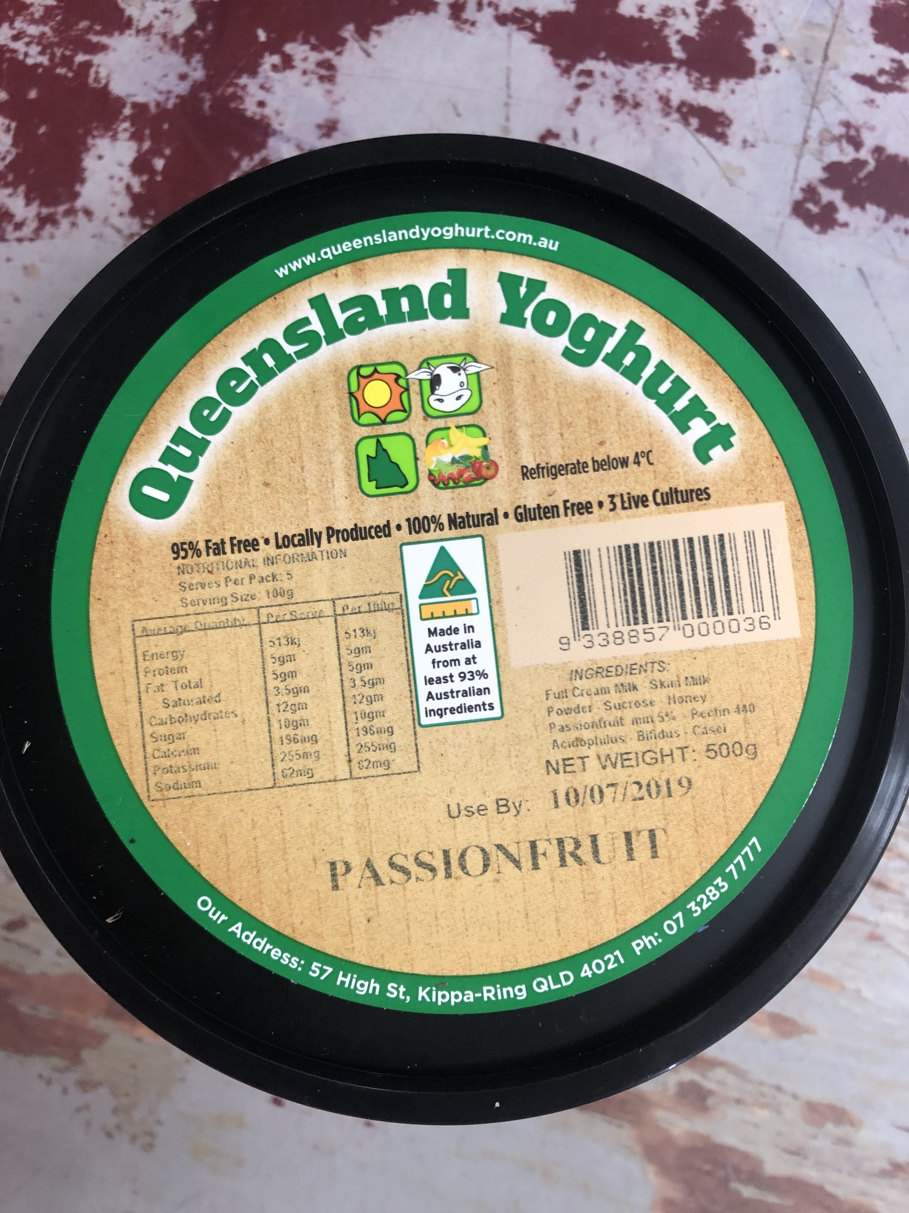 Yoghurt authentic Greek Passionfruit 500g Greengrocers Pantry